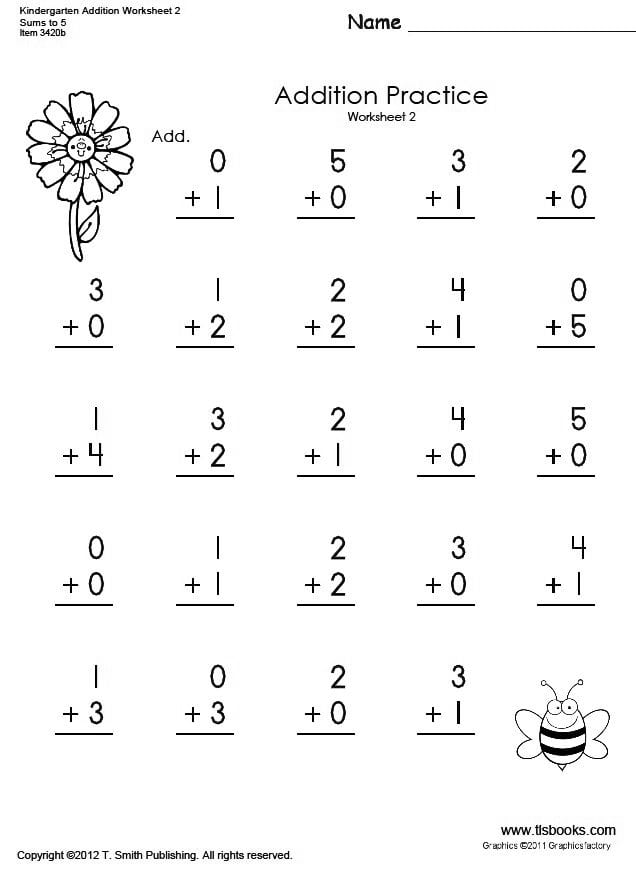 Kindergarten Worksheets Addition 1297604