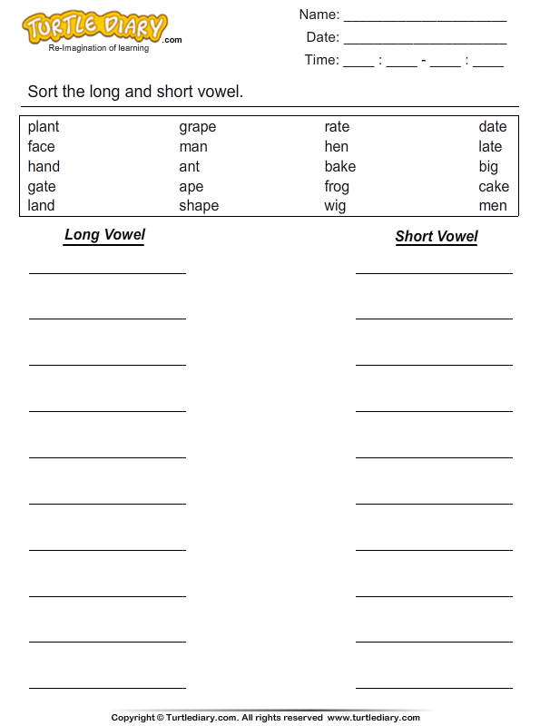 Long Short Vowel Worksheets The Best Worksheets Image Collection
