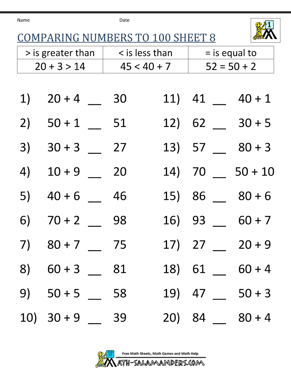 Math 8 Worksheets