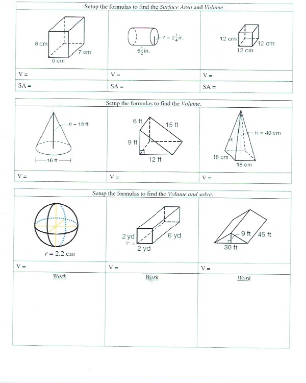 volume practice worksheets