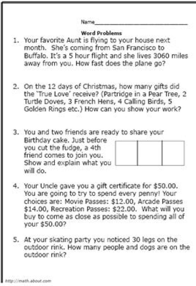 Math Problem Solving Worksheets For 4th Grade 237025