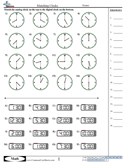 Math Worksheets Digital Clocks 411174