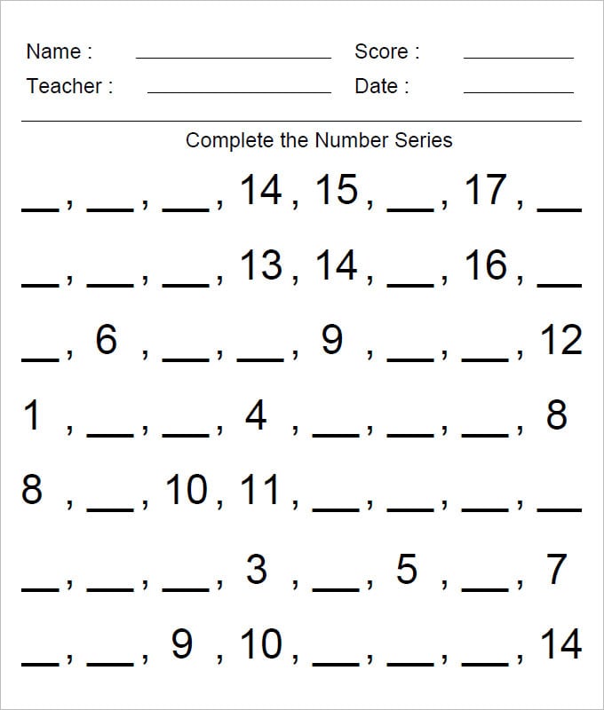 Math Worksheets Find Missing Numbers 1205870