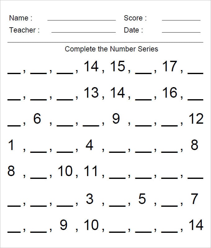 Math Worksheets Find Missing Numbers 1205870