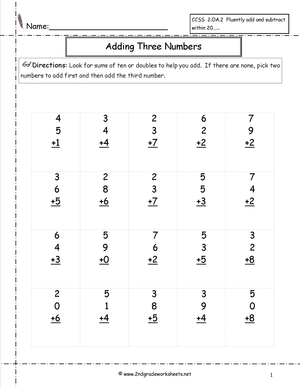 Math Worksheets For 2nd Grade Addition And Subtraction 147882