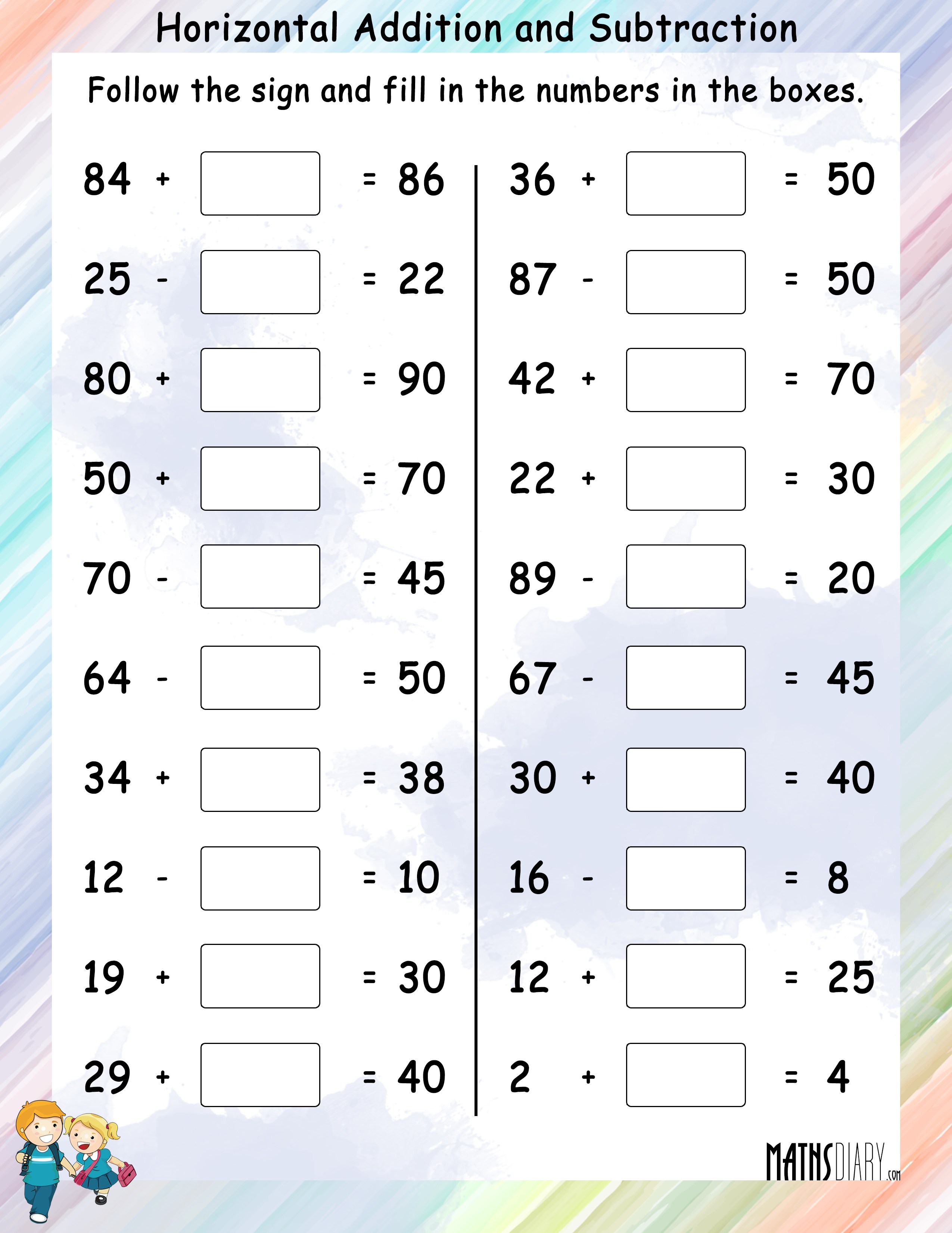 Math Worksheets Grade 2 Adding And Subtracting 85013