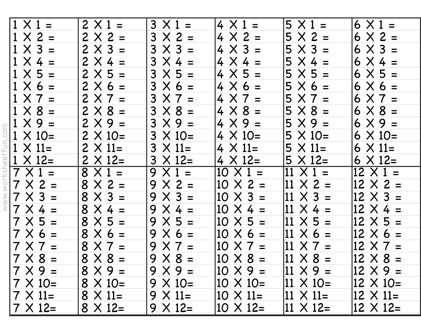 Math Worksheets Times Tables 390324