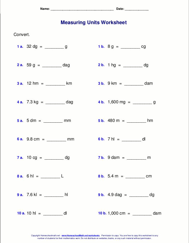 Metric System Conversion Worksheets The Best Worksheets Image