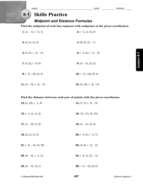 Midpoint And Distance Worksheet The Best Worksheets Image