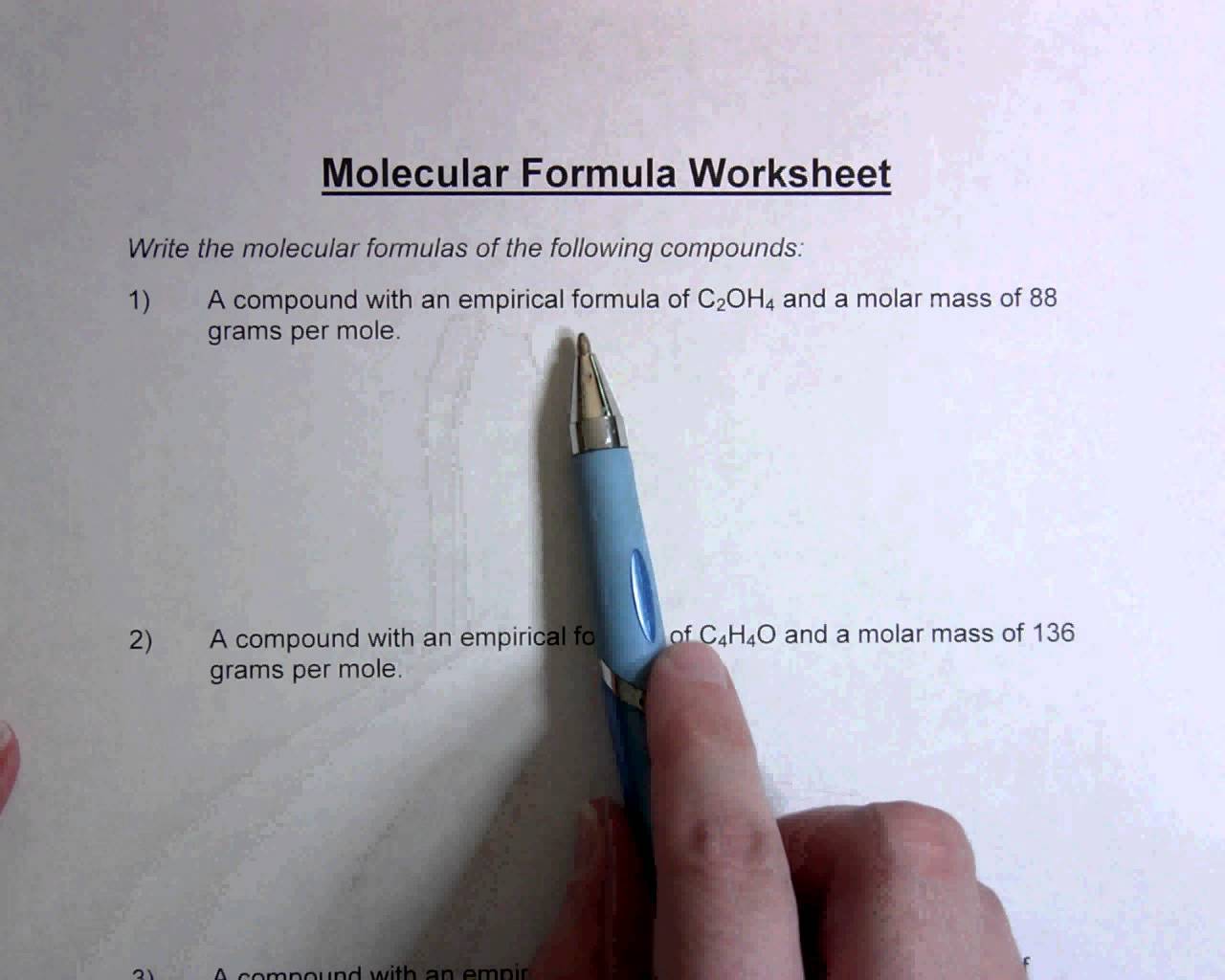 Molecular Formula Worksheet