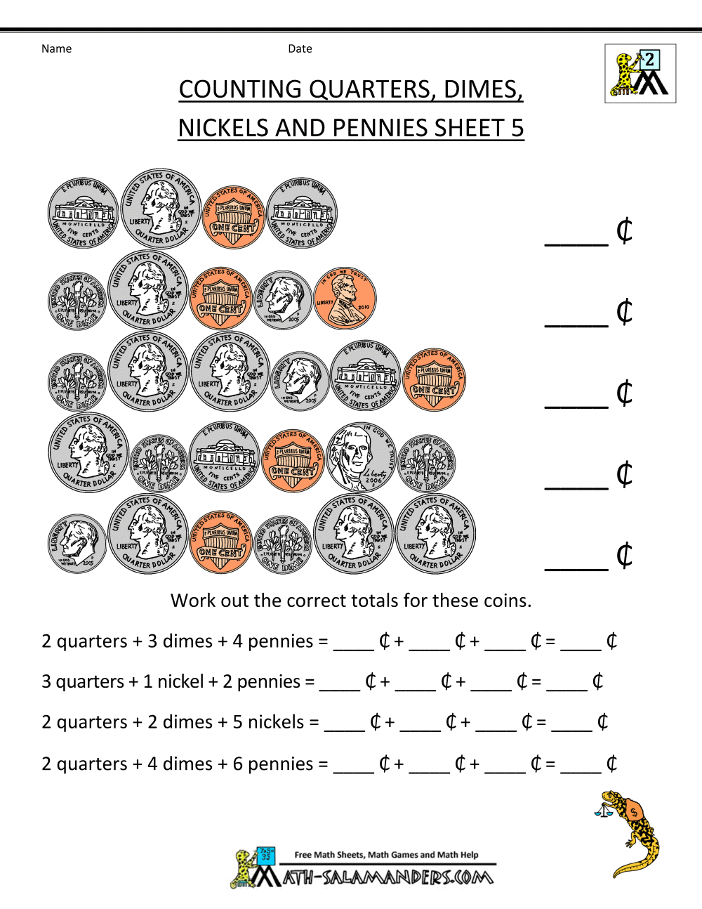 Money Worksheets For Kids 2nd Grade