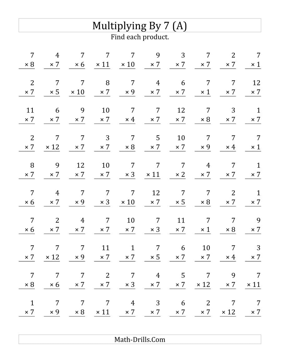 Multiplying 1 To 12 By 7 (a)