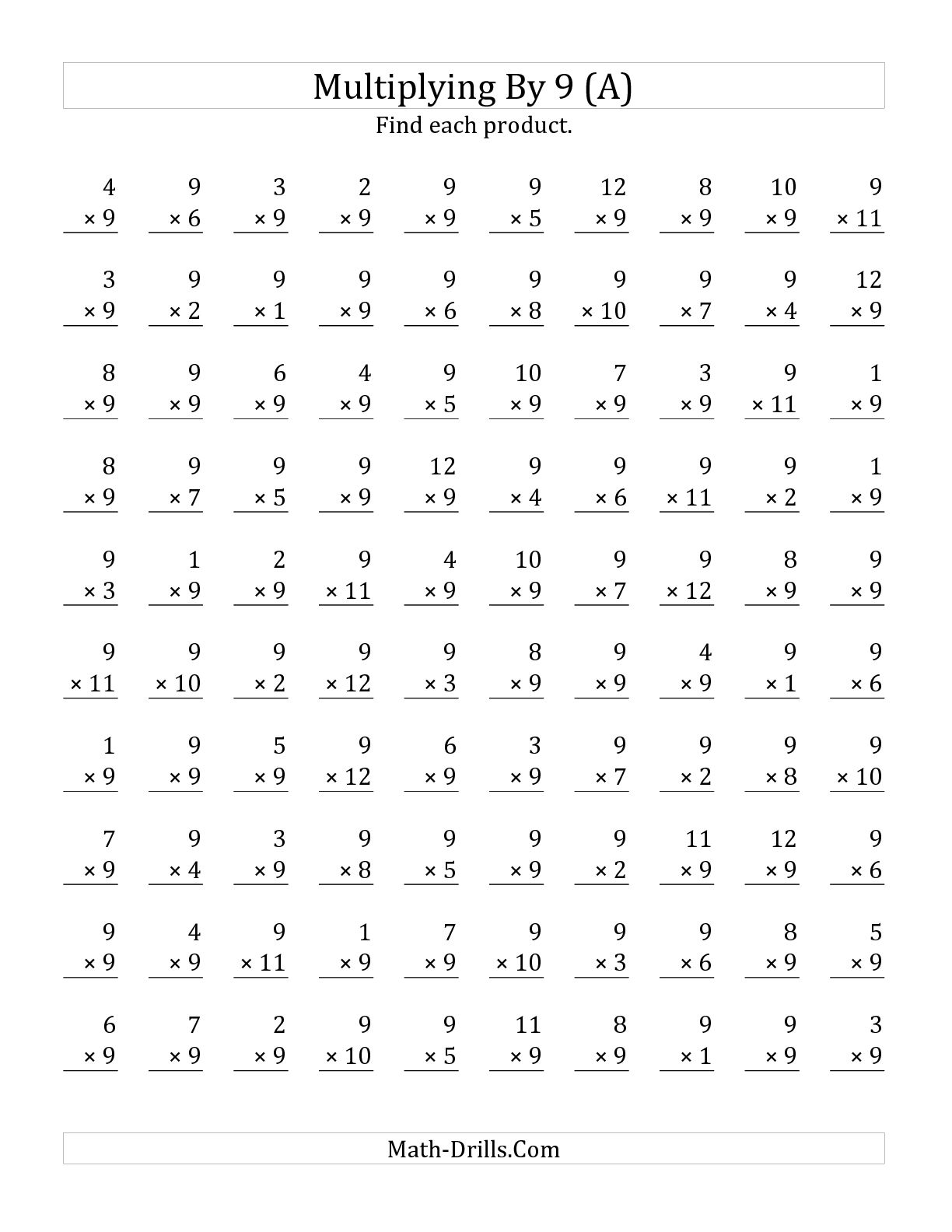 Multiplying By 9 Worksheet The Best Worksheets Image Collection