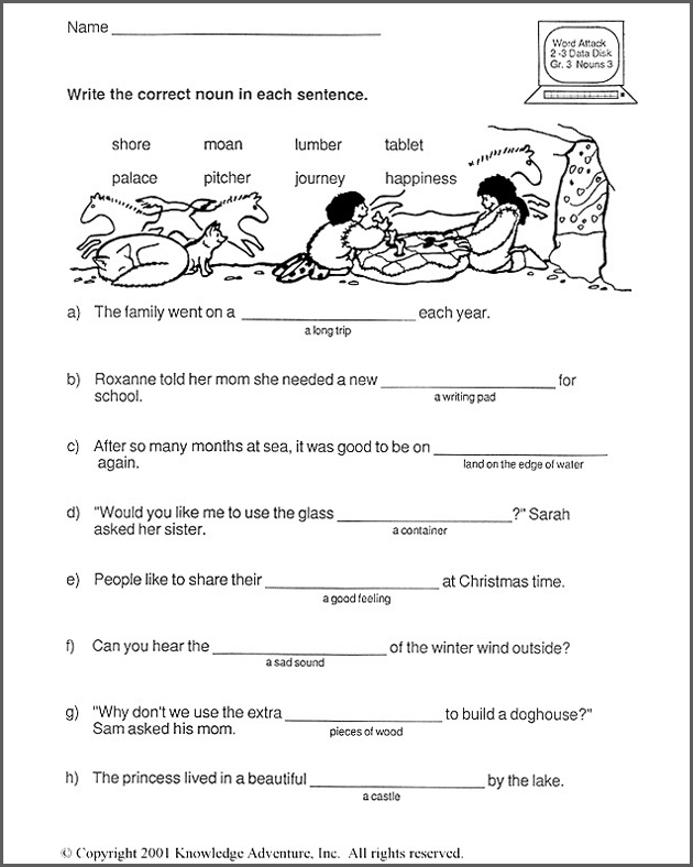Noun Worksheets For 3rd Grade 384598