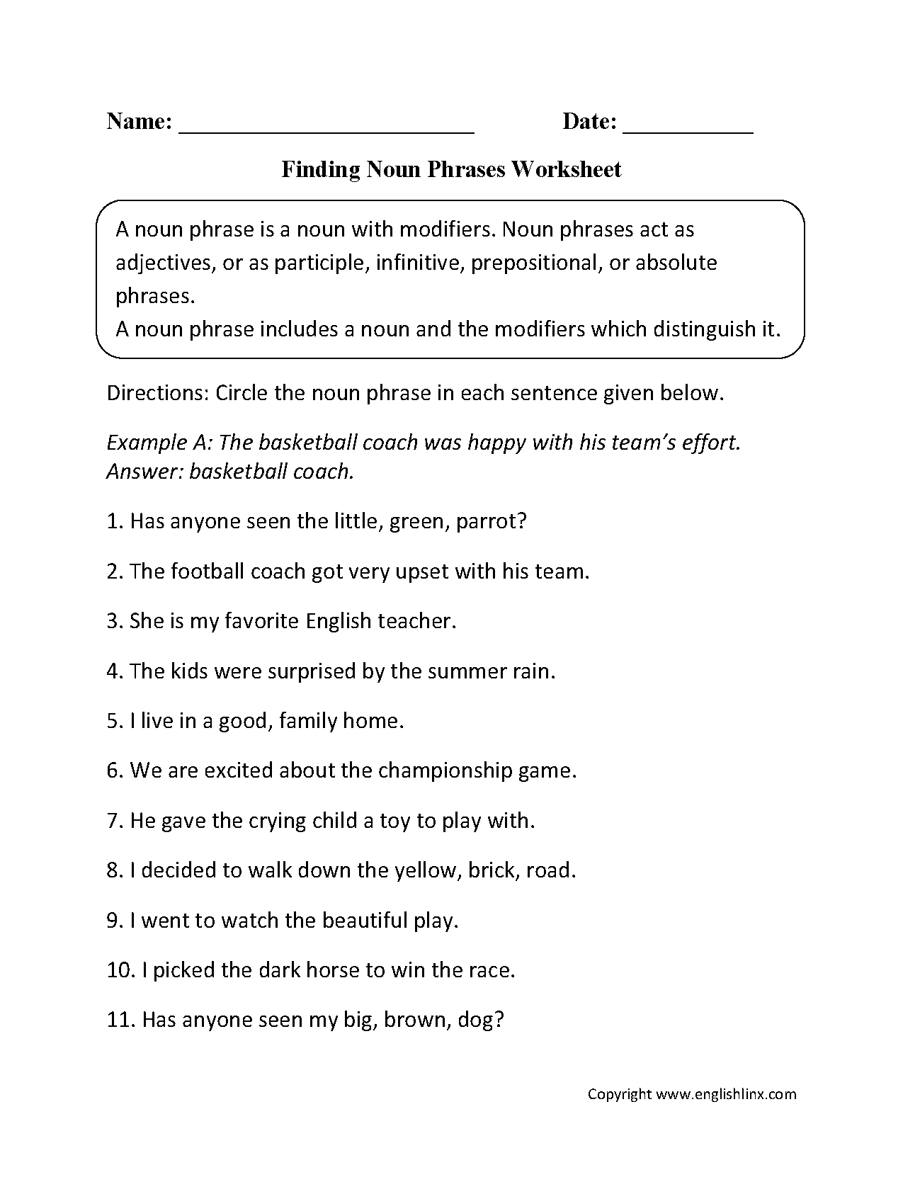 Nouns Worksheets For 2nd Grade Pdf 337451