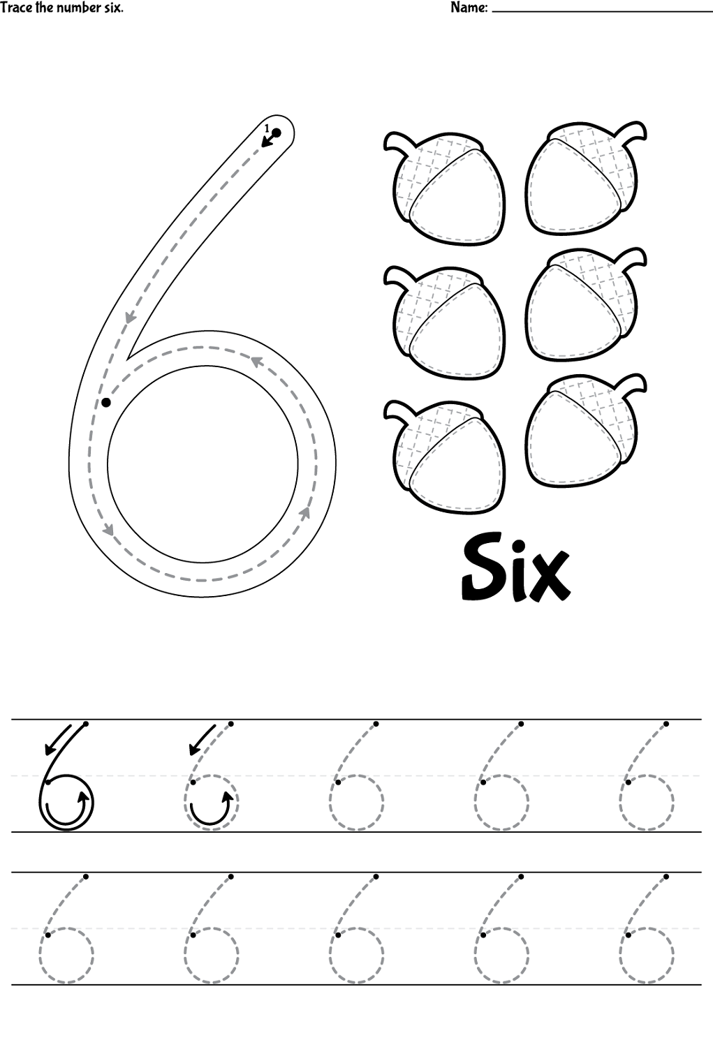 Number 6 Worksheets Softschools