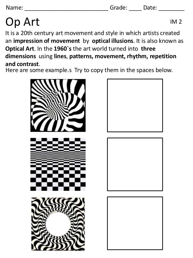 Op Art Worksheet The Best Worksheets Image Collection