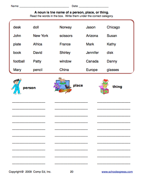 Parts Of Speech Noun Worksheets The Best Worksheets Image