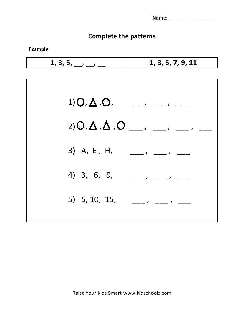 Pattern Worksheets Grade 1 The Best Worksheets Image Collection
