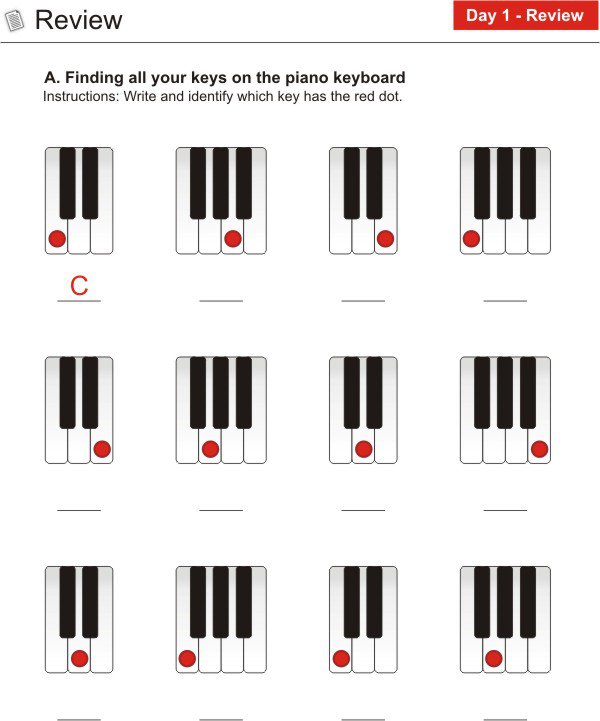 Piano Keyboard Worksheets