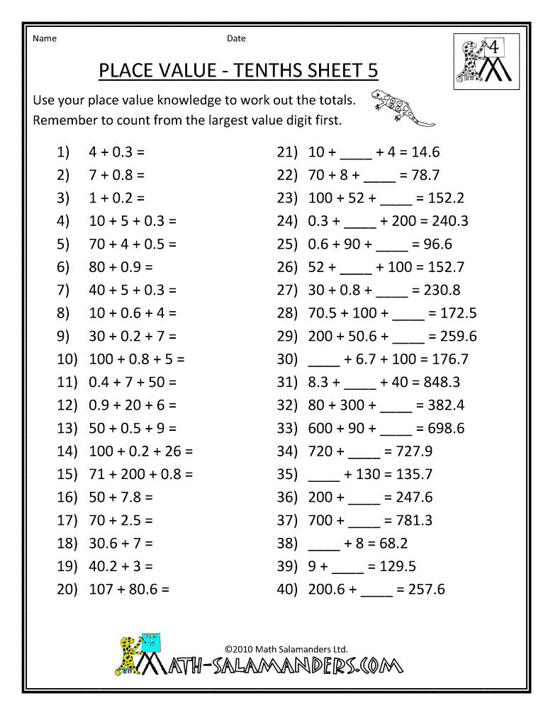 Place Value Worksheets 6th Grade The Best Worksheets Image