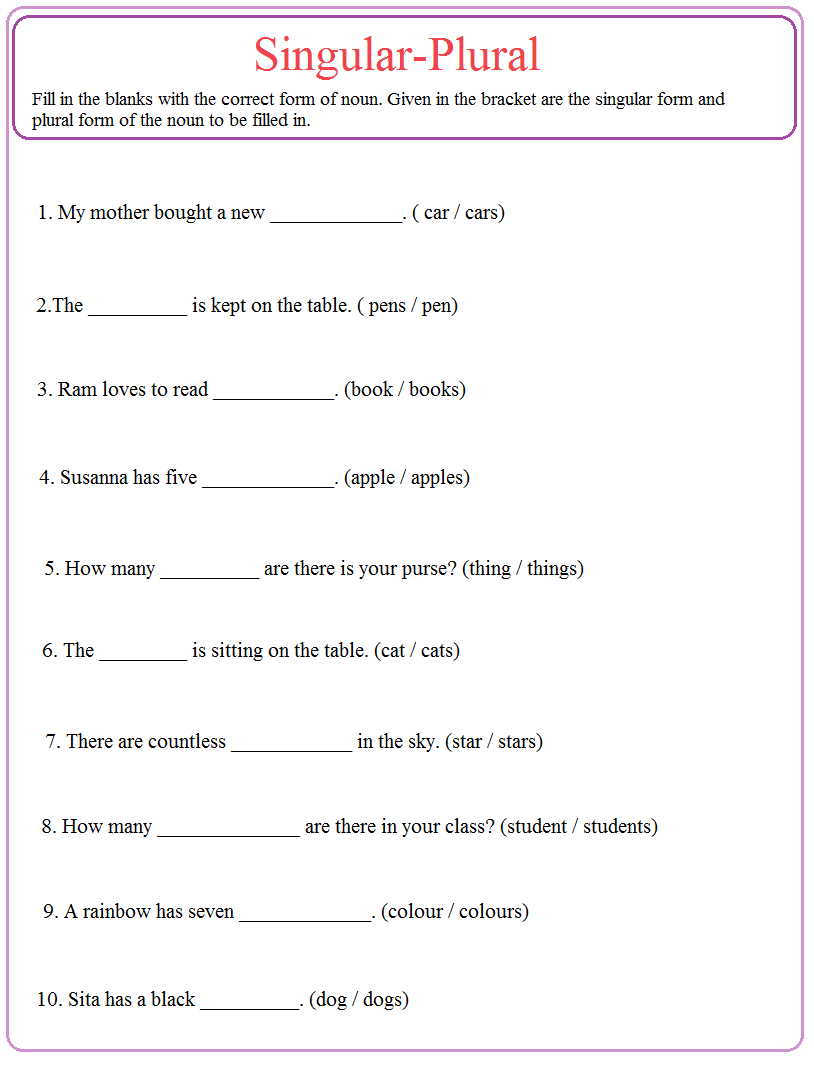 Practise Sheet On Sigular
