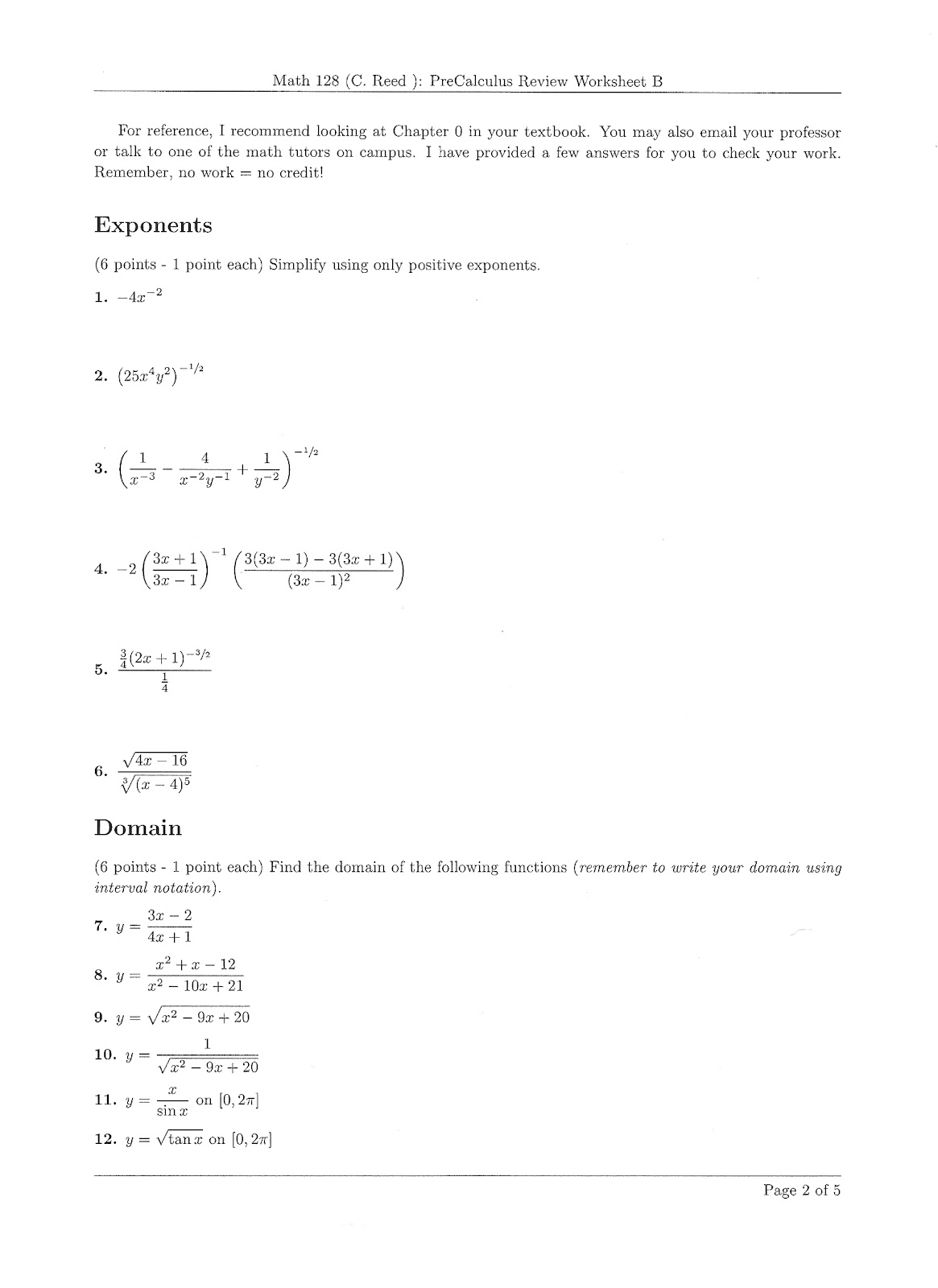 Precalc Worksheets The Best Worksheets Image Collection