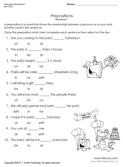 Prepositions First Grade Worksheets The Best Worksheets Image