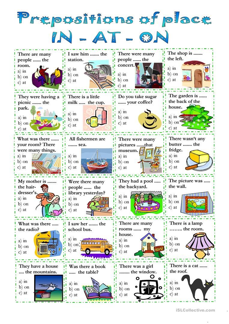 Prepositions Of Place Worksheet