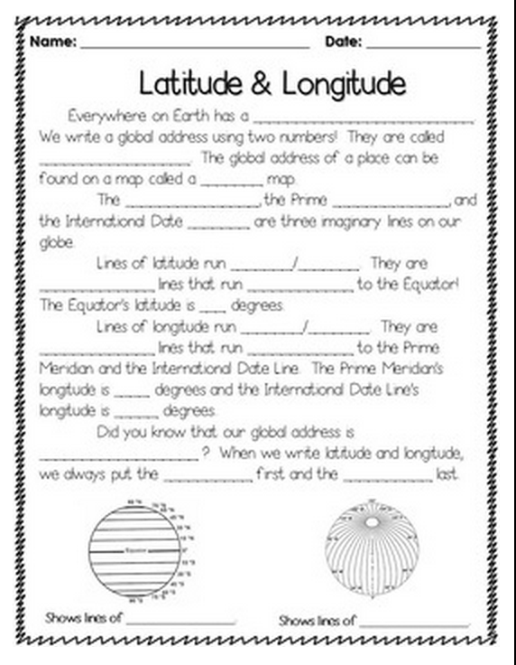 Printables  Worksheets On Latitude And Longitude