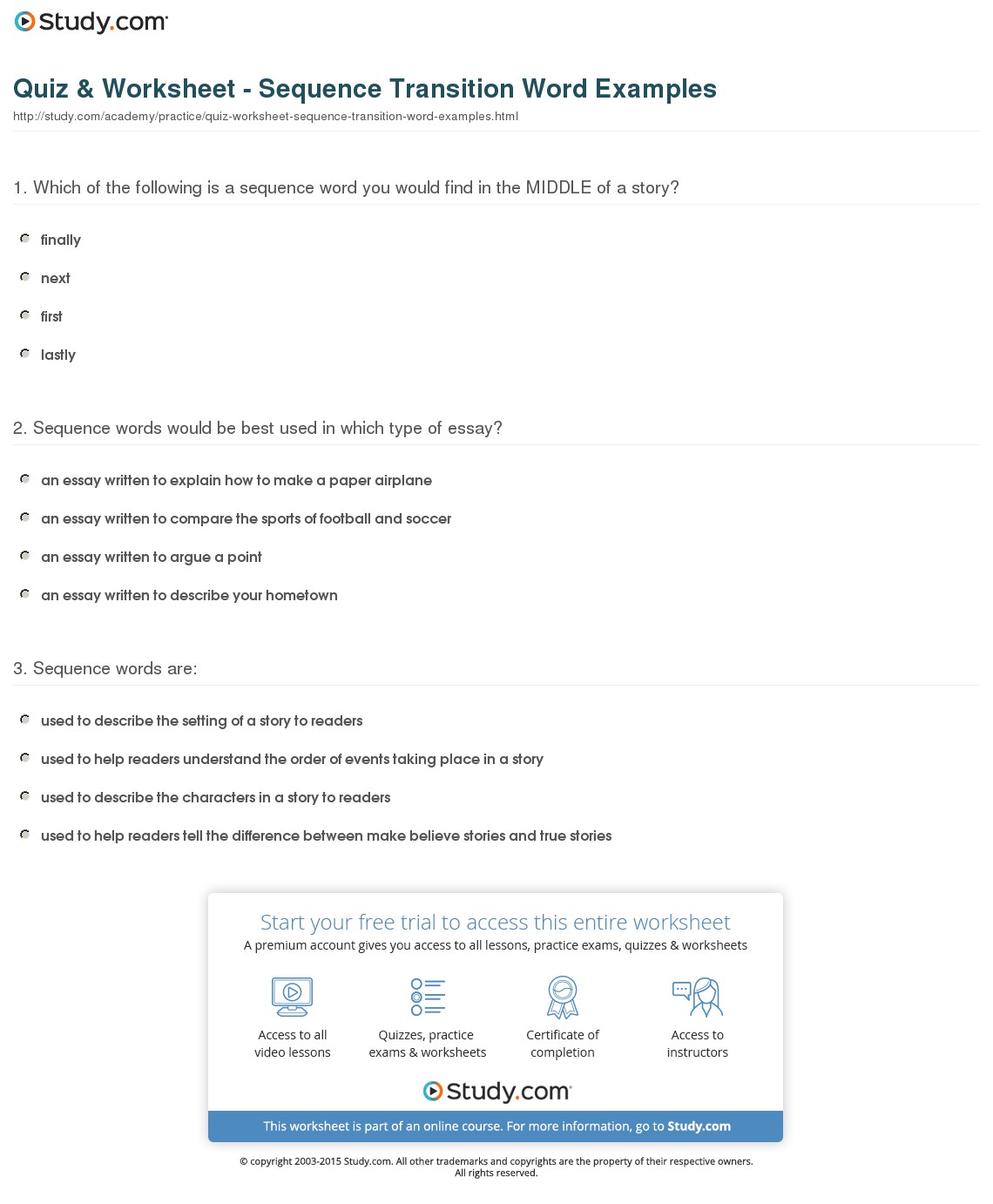 Quiz & Worksheet