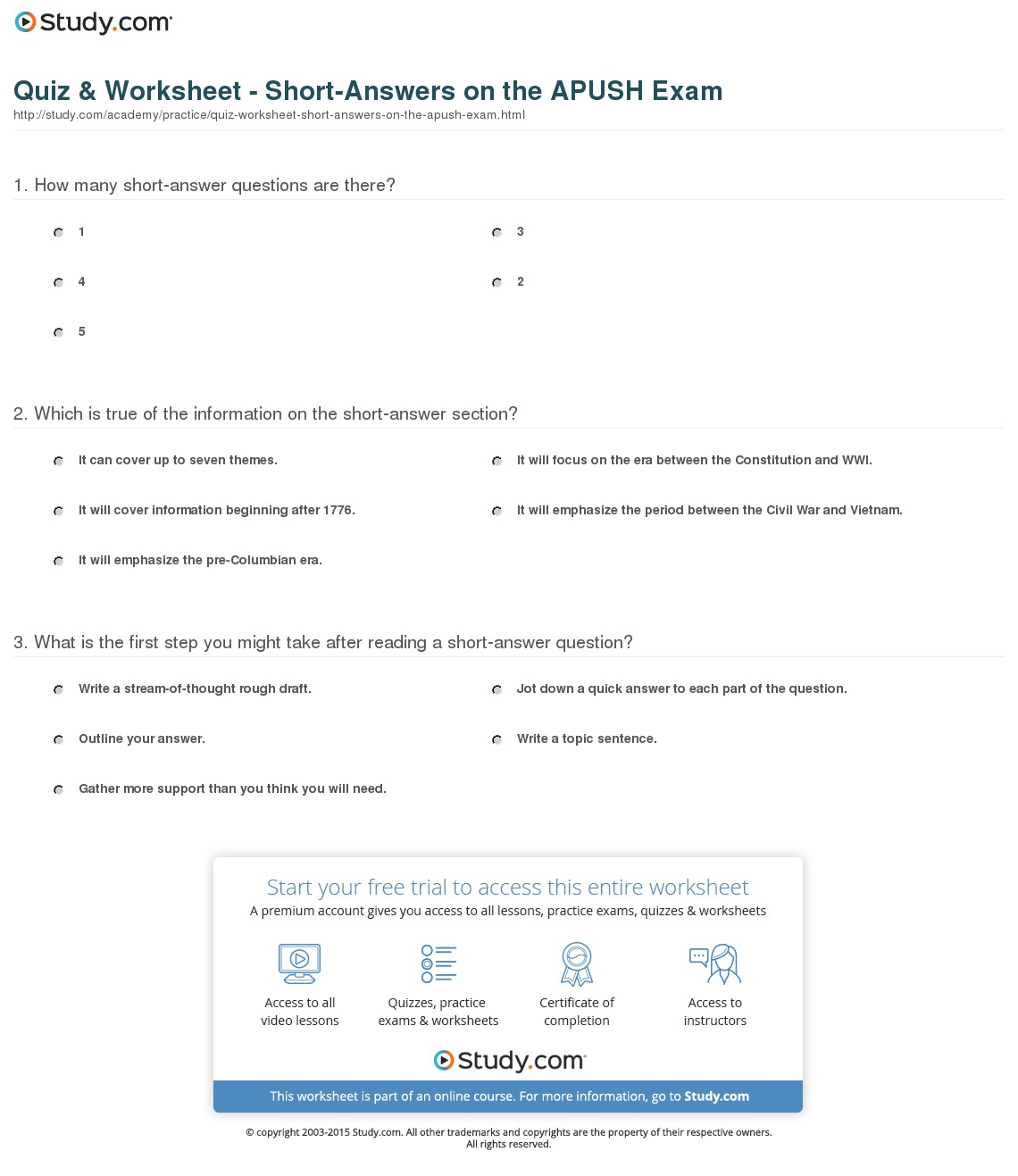 Quiz & Worksheet
