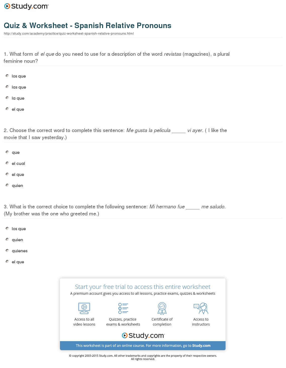 Quiz & Worksheet
