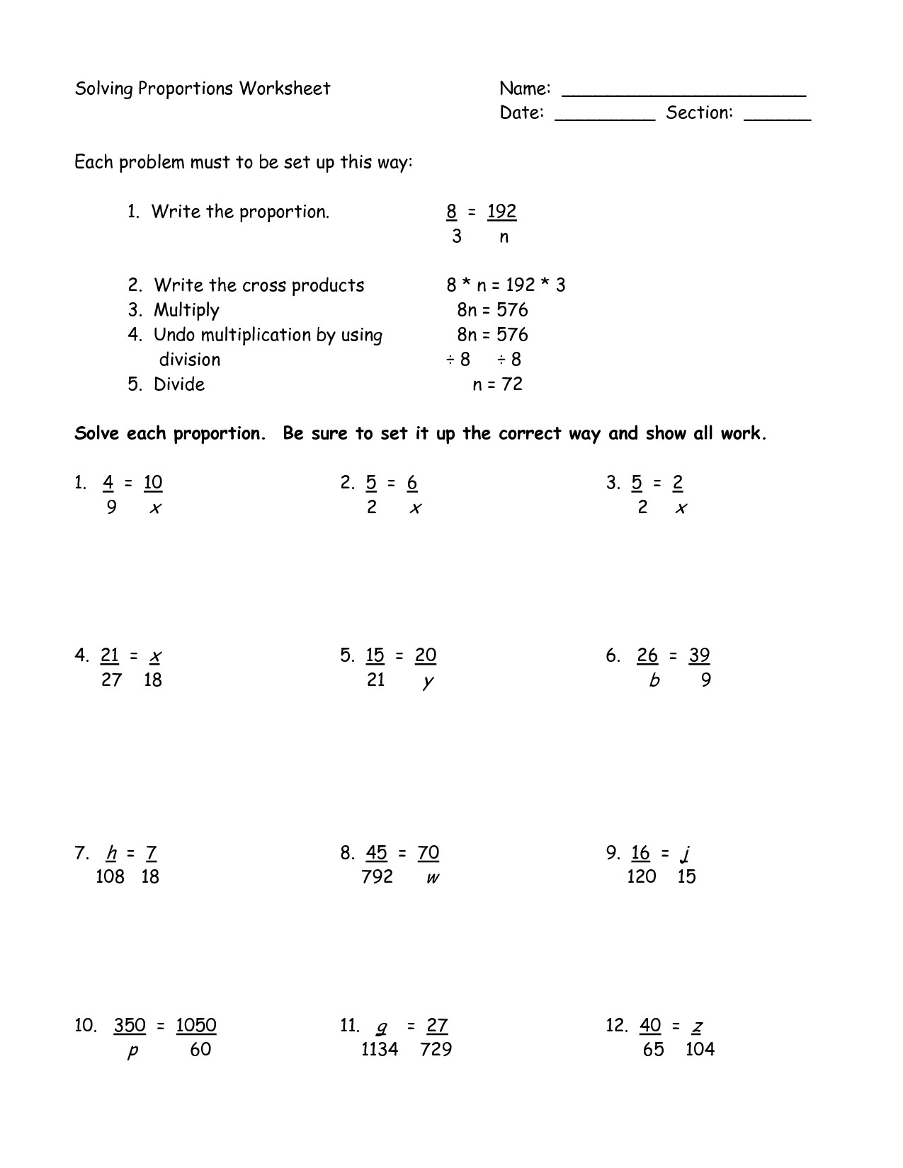 Ratio Rate And Proportion Worksheets The Best Worksheets Image