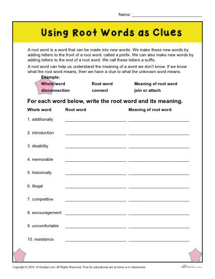 Root Word Worksheets 3rd Grade The Best Worksheets Image