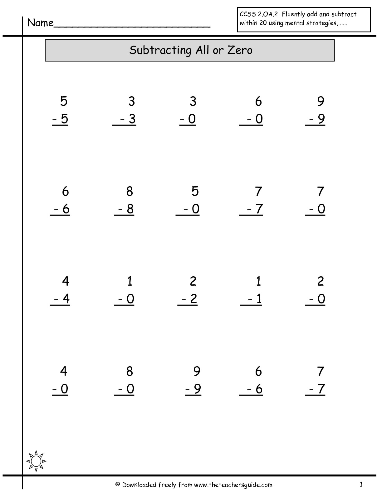 Subtraction With Zeros Worksheet Math The Best Worksheets Image