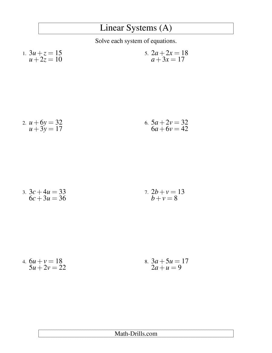 Systems Of Linear Equations
