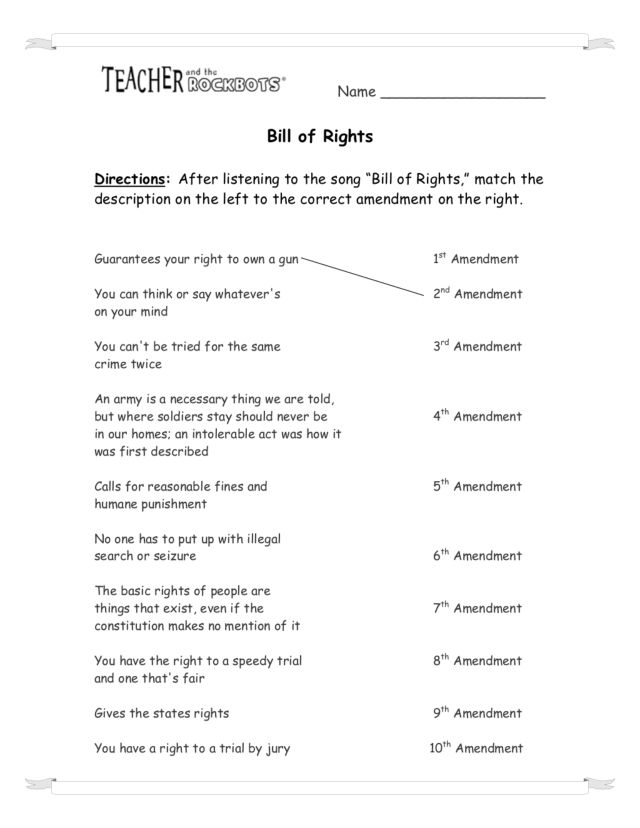 The Bill Of Rights Worksheets The Best Worksheets Image Collection