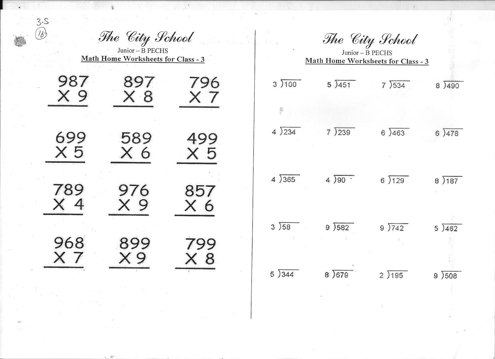 The City School  Worksheet For Class