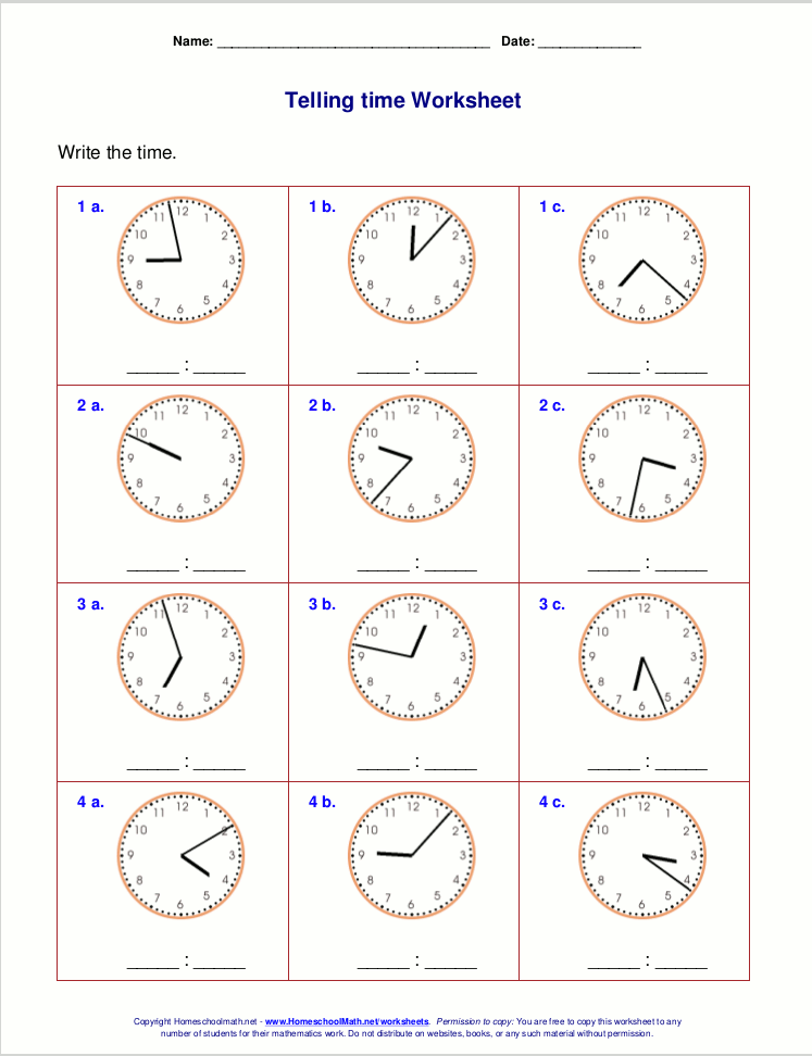 Third Grade Math Worksheets Clocks 350719