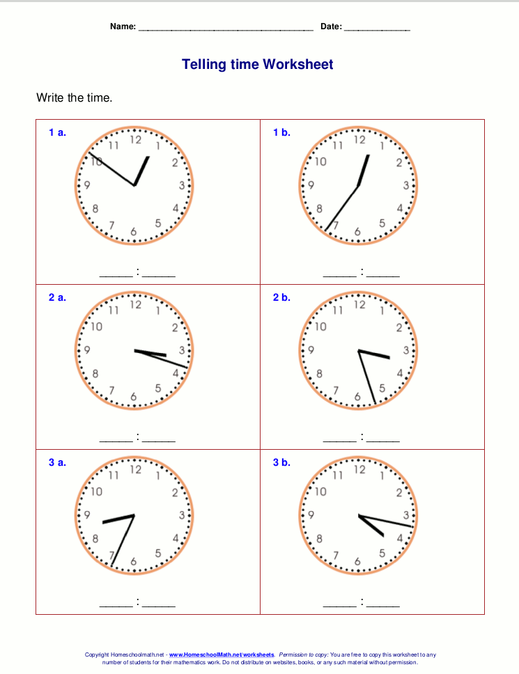 Third Grade Math Worksheets Clocks 350732