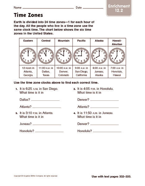 Time Zone Worksheets 4th The Best Worksheets Image Collection
