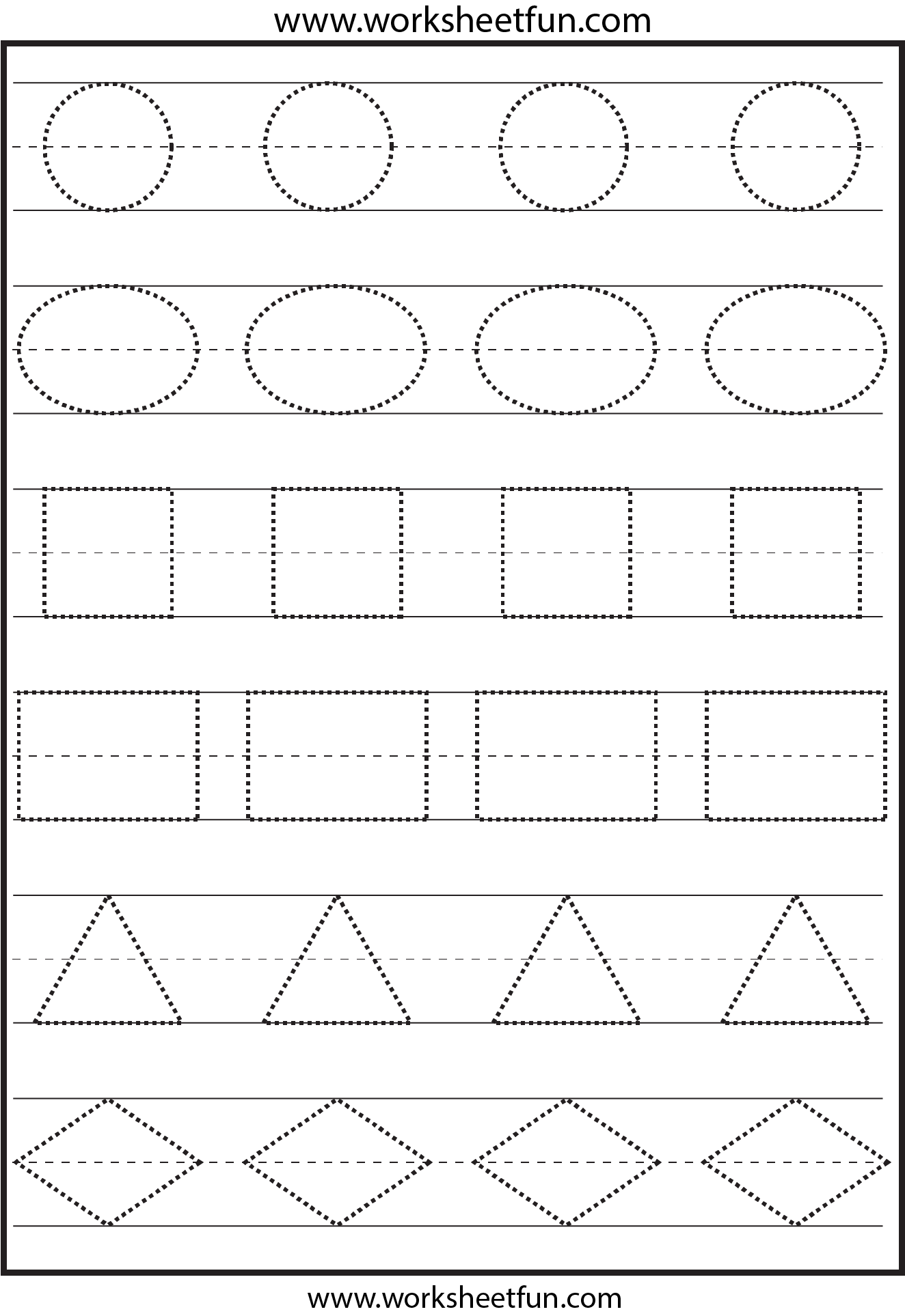 Trace Shapes Printables Preschool 370912