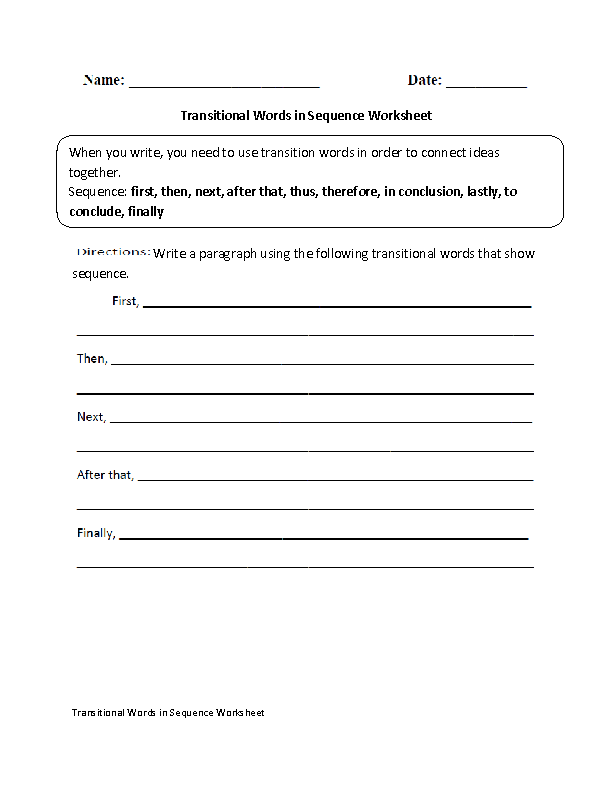 Transition Words Worksheet Middle School The Best Worksheets Image