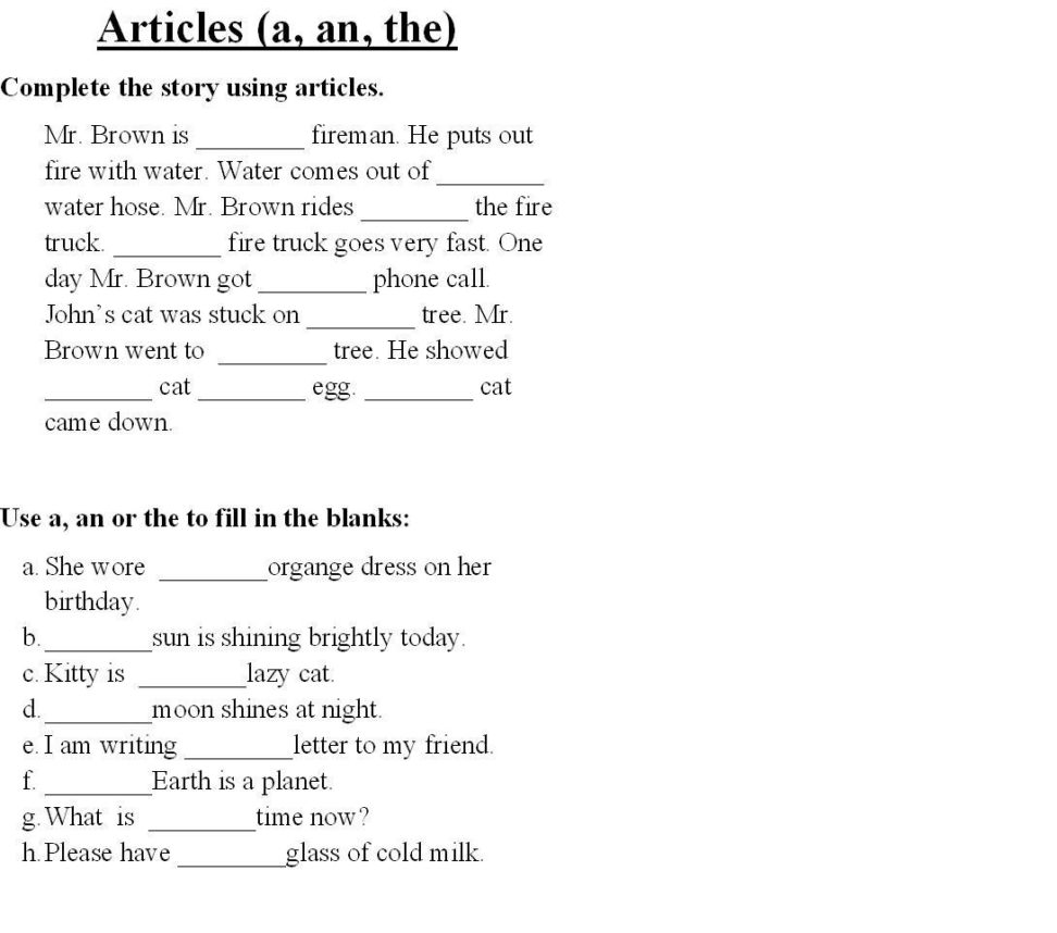 Use Of A And An Worksheets