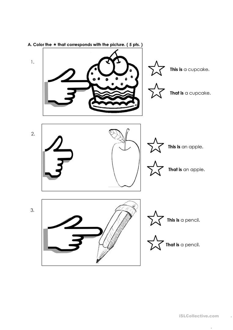 Use Of This, That, Those And These Worksheet
