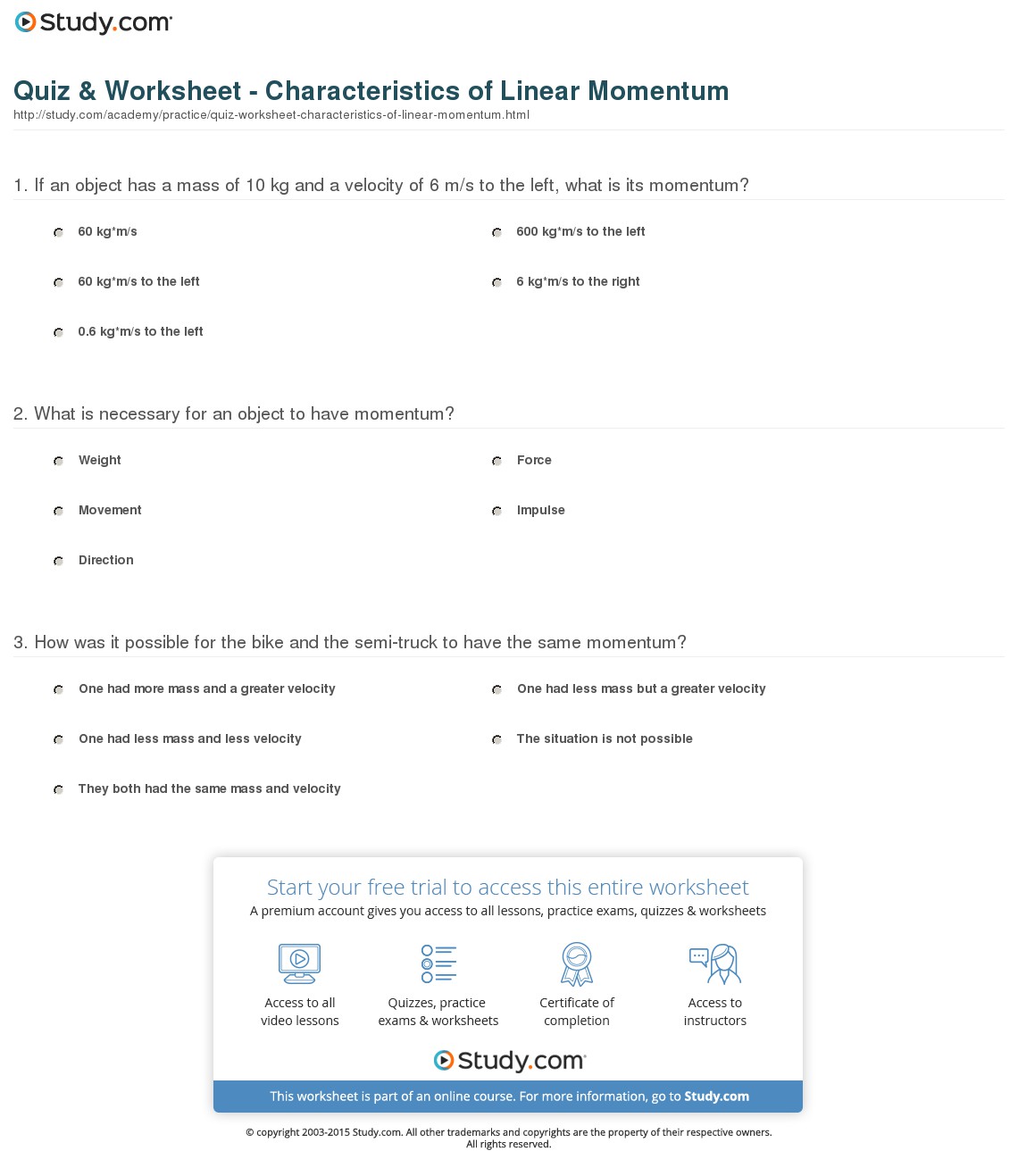 Worksheet  Momentum Worksheet  Carlos Lomas Worksheet For Everyone