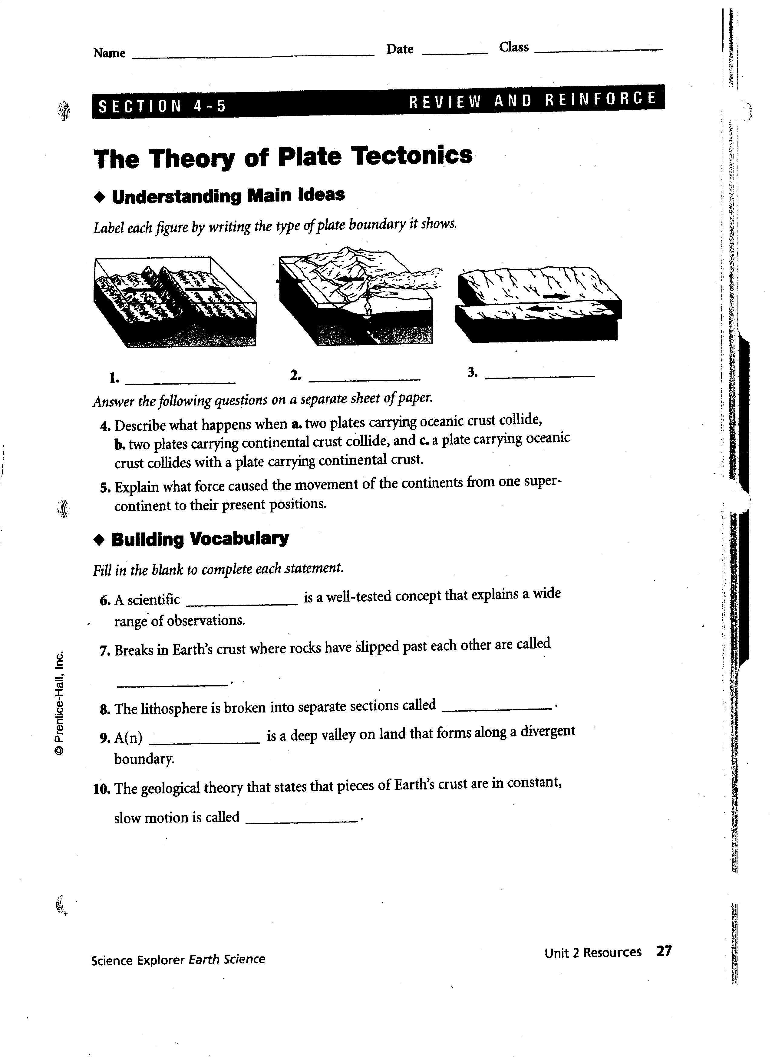 Worksheet Ideas  16 Marvelous The Theory Of Plate Tectonics