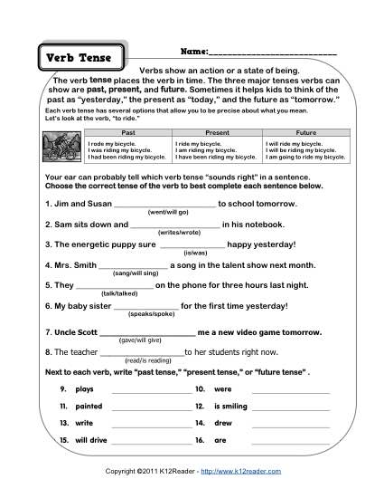 Worksheet With Verb Tenses 386371