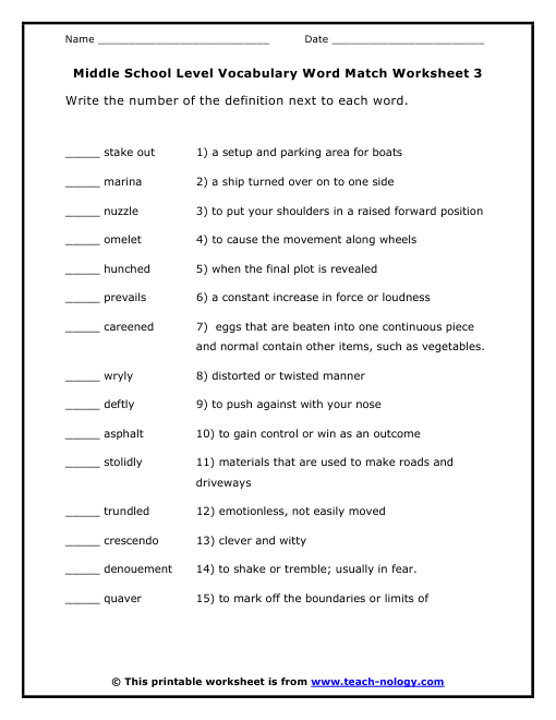 Worksheets For Middle School Students 14312